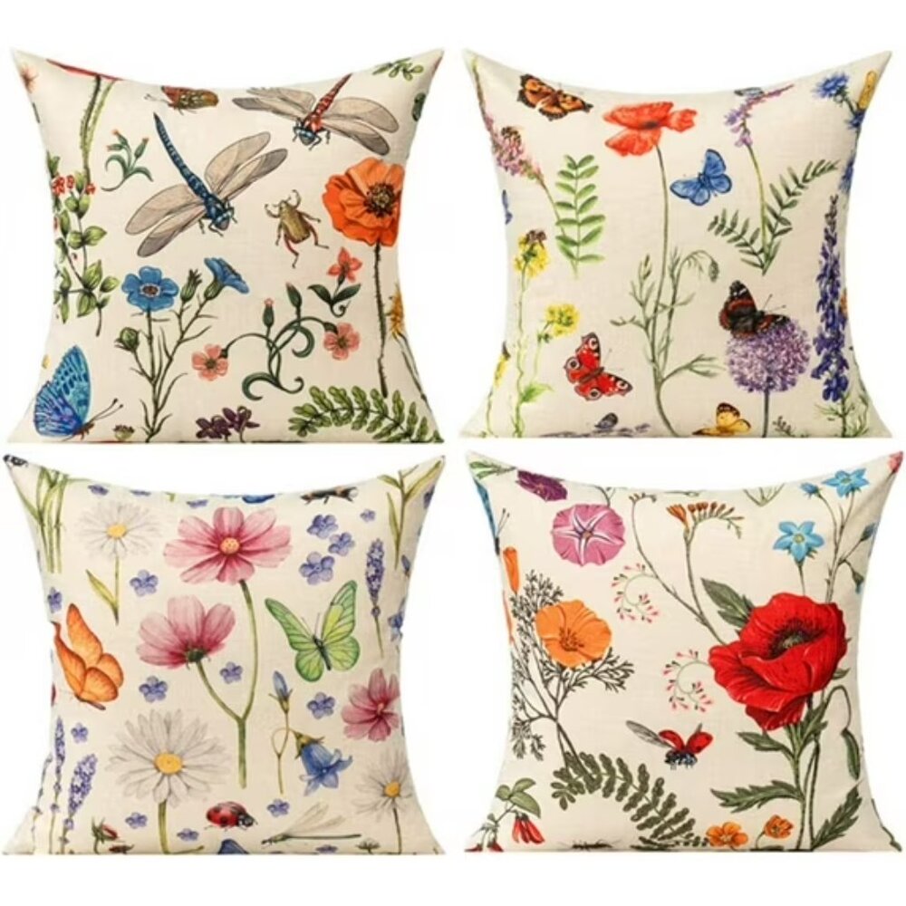 All Smiles 16x16 Outdoor Throw Pillow Covers Set of 4 | Floral